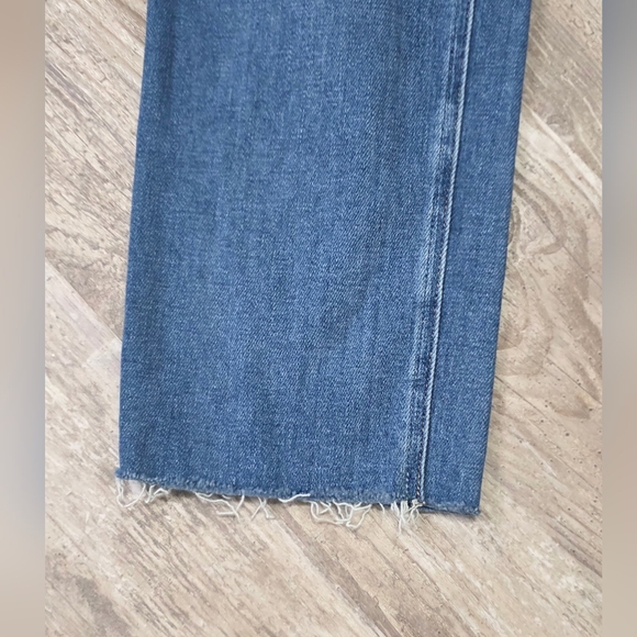 PAIGE STELLA CROP High Rise Modern Straight Jeans Ceylon Destructed Size 27 - Picture 4 of 10